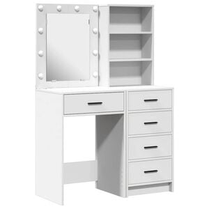 vidaXL Тоалетка с чекмедже 2 pcs Бяло 50 x 41 x 135 см Инженерно дърво