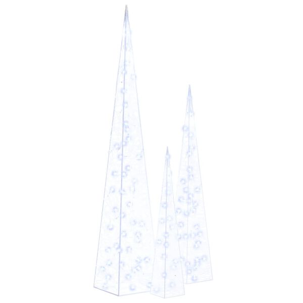 vidaXL Комплект акрилни декоративни LED елхи конуси сини 60/90/120 см