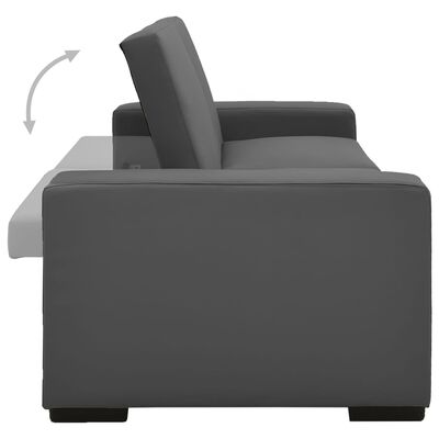 vidaXL Разтегателен диван, сив, изкуствена кожа