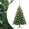 vidaXL Изкуствена коледна елха с топки 150 см 150 LED светодиода