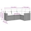 vidaXL Градински диван от 4 части с възглавници, черен, полиратан