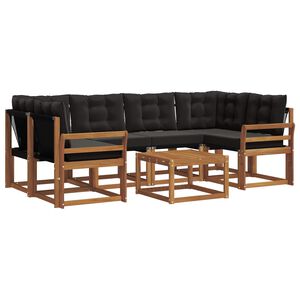 vidaXL Комплект дивани за открито 7 pcs Естествено и черно