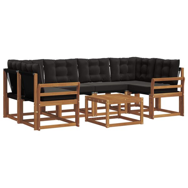vidaXL Комплект дивани за открито 7 pcs Естествено и черно