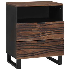 vidaXL Нощен шкаф Орех 50 x 33 x 62 см Масивна акациева дървесина