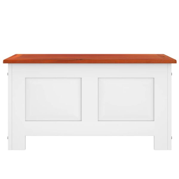 vidaXL Сандък за съхранение с капак, кафяво и бяло, акациев масив