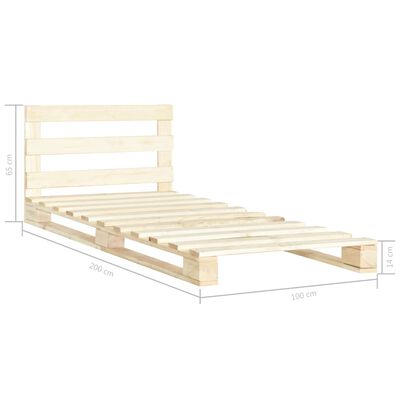 vidaXL Палетна рамка за легло, бор масив, 100х200 см