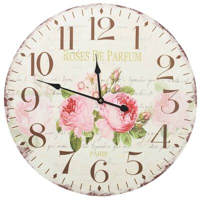 vidaXL Винтидж стенен часовник Цветя, 60 см