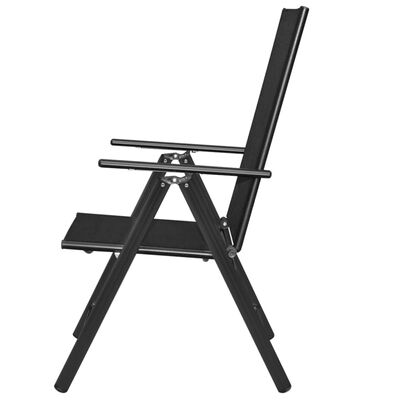 vidaXL Сгъваеми градински столове, 2 бр, алуминий и Textilene, черни