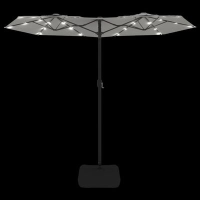 vidaXL Чадър с двоен покрив и LED светлини, пясъчнобяло, 316x240 см