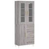 vidaXL Висок шкаф, сив сонома, 69,5x34x180 см, инженерно дърво