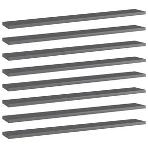 vidaXL Рафтове за етажерка, 8 бр, сив гланц, 80x10x1,5 см, ПДЧ