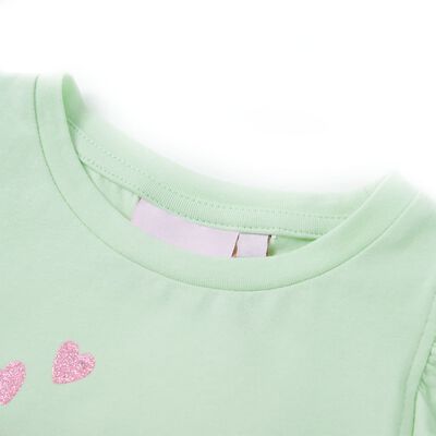 Детска тениска с ръкави волани, меко зелено, 92