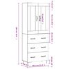 vidaXL Висок шкаф, опушен дъб, 69,5x34x180 см, инженерно дърво