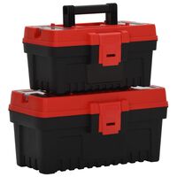 vidaXL Комплект кутия за инструменти 2 части черно-червен полипропилен