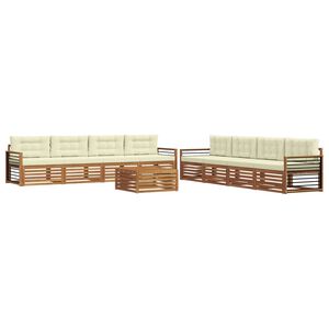 vidaXL Комплект дивани за открито 9 pcs Натурален и Крема