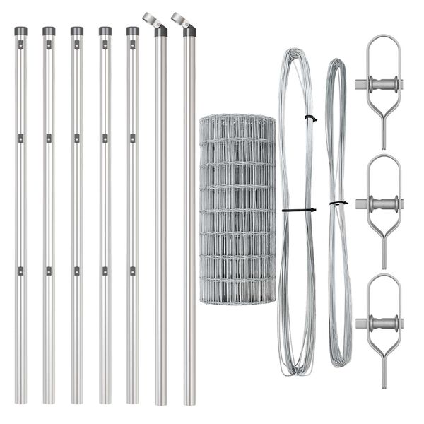 vidaXL Ограда с пост Сребрист 0,8 x 25 m Стомана и PVC