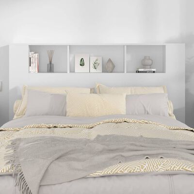 vidaXL Табла за легло тип шкаф, бяла, 160x18,5x104,5 см