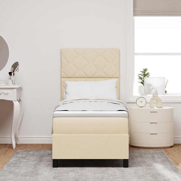 vidaXL Легло с пружинирана основа с матрак Крем 80 x 200 cm текстил