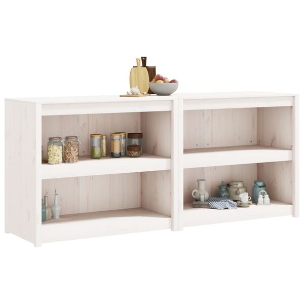 vidaXL Кухненски шкафове за открито, 2 бр, бели, бор масив