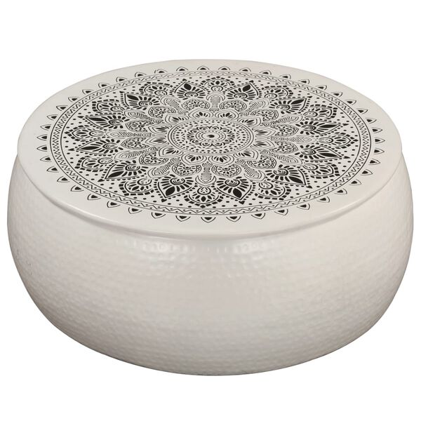 vidaXL Маса за кафе, кован алуминий, 70x30 см, бяла