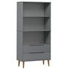 vidaXL Етажерка за книги MOLDE сива 85x35x170,5 см масивно дърво бор