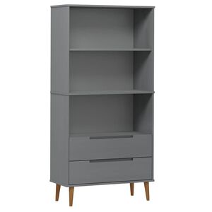 vidaXL Етажерка за книги MOLDE сива 85x35x170,5 см масивно дърво бор