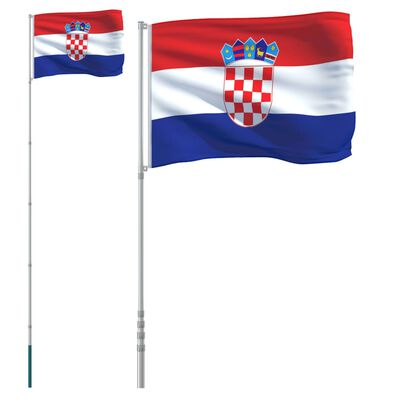 vidaXL Флаг на Хърватия и флагщок 5,55 м алуминий