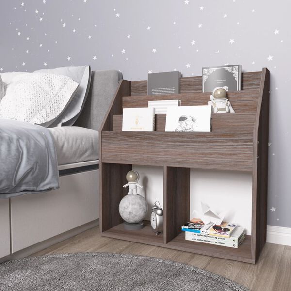 vidaXL Рафт детски книги сив сонома дъб 71x30x78,5 см инженерно дърво