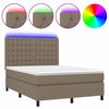 vidaXL Боксспринг легло с матрак и LED, таупе, 140x200 см, плат