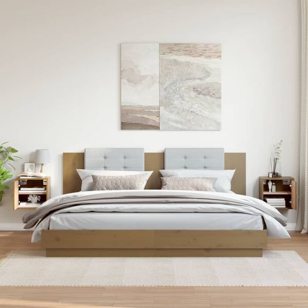 vidaXL Стенни шкафове, 2 бр, меденокафяви, 31,5x30x30 см, бор масив