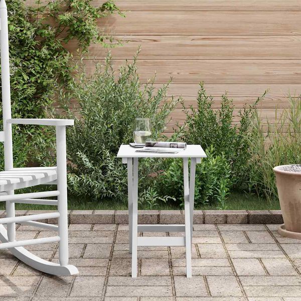 vidaXL Странична масичка, сгъваема, бяла, масивна топола