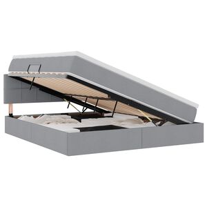 vidaXL Легло с място за съхранение и LED с LED Светлосиво 160 x 200 cm