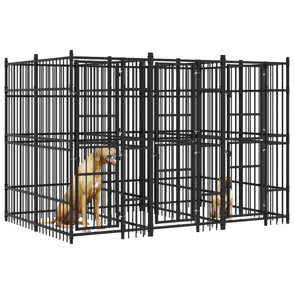 vidaXL Дворна клетка за кучета, стомана, 7,37 м&sup2;