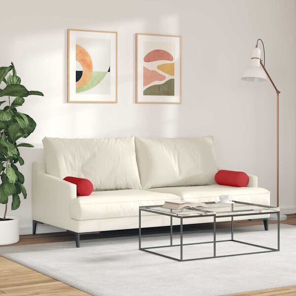 vidaXL Възглавници валяци 2 pcs Червено &Oslash; 15 x 40 см текстил