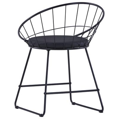 vidaXL Трапезни столове, седалки изкуствена кожа, 6 бр, черни, стомана
