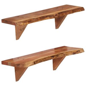vidaXL Рафтове за стена, 2 бр, 60x20x18 см, акация масив