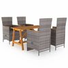 vidaXL Градински трапезен комплект, 5 части, сив