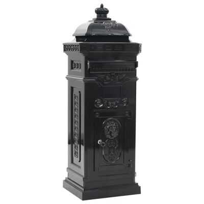 vidaXL Алуминиева пощенска кутия стълб винтидж стил неръждаема черна