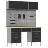 vidaXL Комплект работни шкафове с чекмедже със съхранение 8 pcs Черно