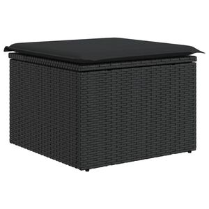 vidaXL Градински стол с възглавница, черен, 55x55x37 см, полиратан