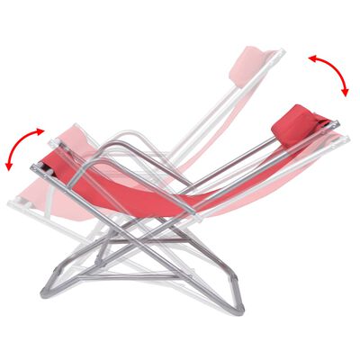 vidaXL Накланящи се къмпинг столове, 2 бр, стомана, червени