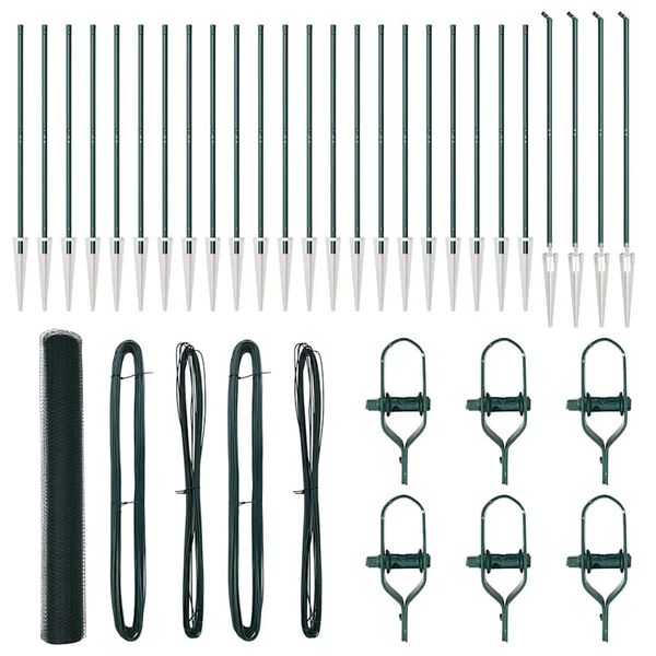 vidaXL Стълб за ограда. Зелен 50 x 1,4 м (13 мм мрежа) Стомана и PVC