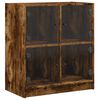 vidaXL Страничен шкаф със стъклени врати, опушен дъб, 68x37x75,5 cm