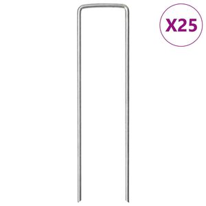vidaXL Колчета за земя U-образни 25 бр 15x3,5 см поцинкована стомана