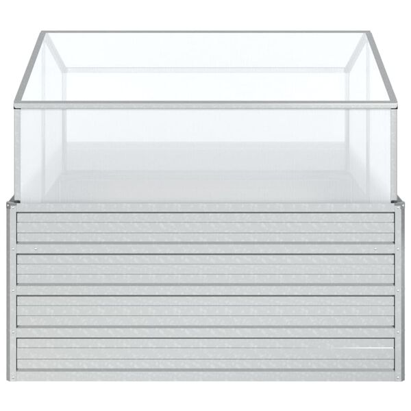 vidaXL Повдигната градинска леха с оранжерия, 100x100x85 см, сребриста