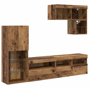 vidaXL Стойки за телевизор 6 pcs Старо дърво Инженерно дърво