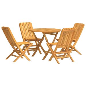 vidaXL Градински трапезен комплект, 5 части, тиково дърво масив