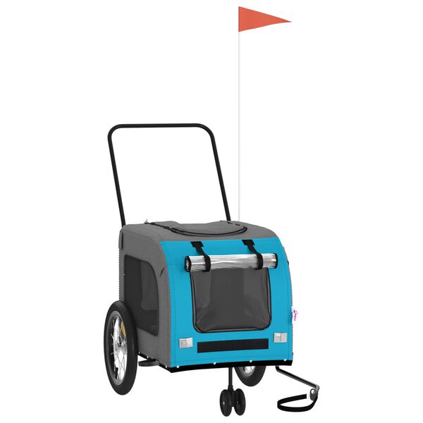 vidaXL Ремарке за колело за любимци син и сив Оксфорд плат и желязо