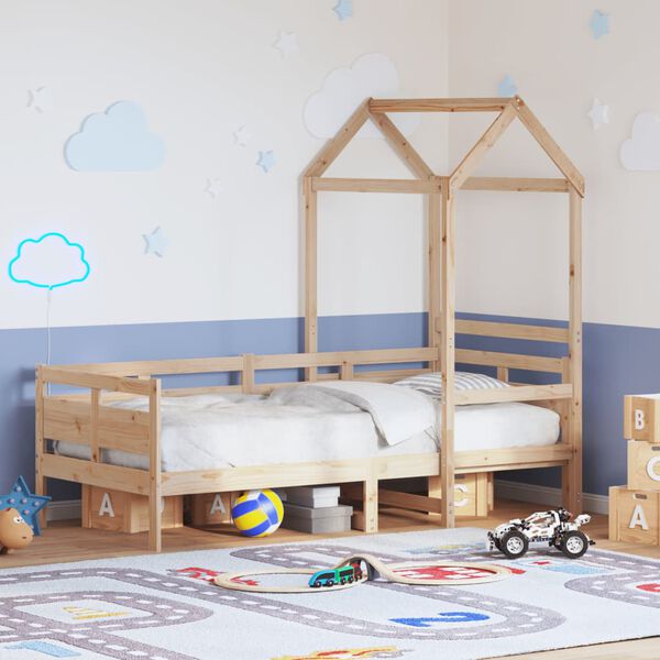 vidaXL Дневно легло с покрив без матрак 80x200 см Масивна дървесина