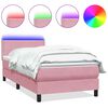 vidaXL Боксспринг легло с матрак и LED, розово, 120x210 см, кадифе